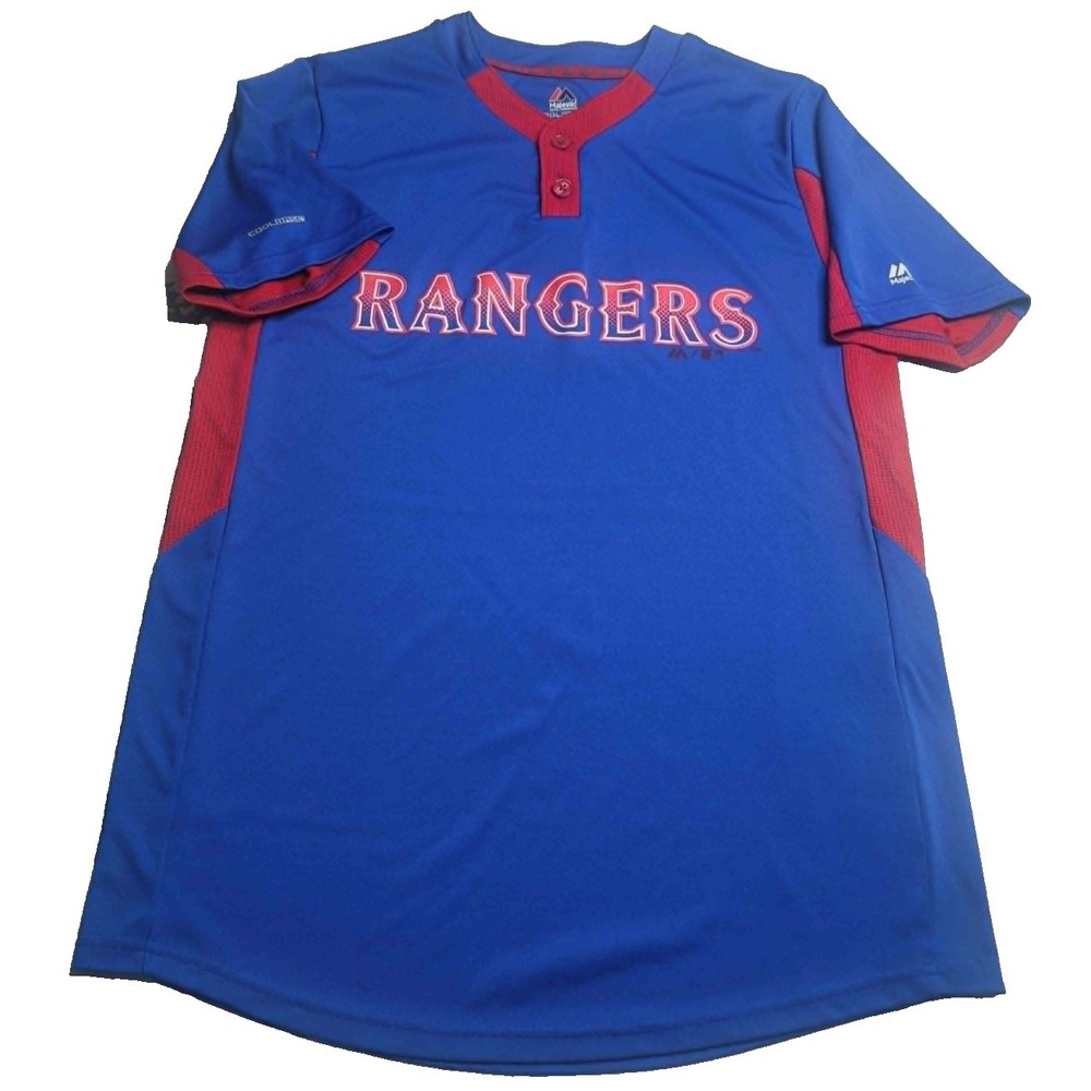 Majestic Texas Rangers Cool Base Blue Short Sleeve Jersey Men's Medium
